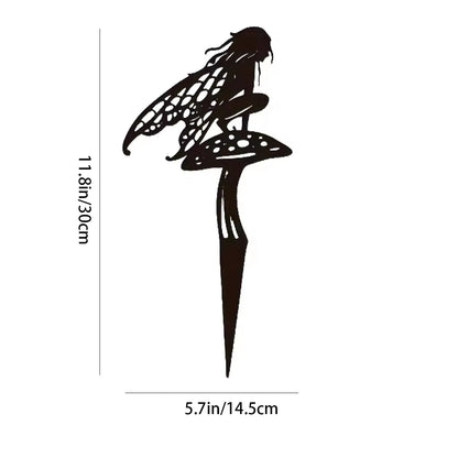 Outdoor 1pc Dancing Fairy Metal Decorative Garden Stake, Classic Creative Insert Yard Ornament For Halloween, Party, Lawn