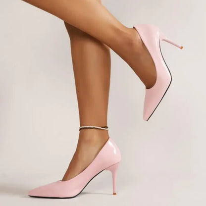 Woman shoes Sexy Thin Heels Pumps for Women Pink Patent Leather Pointed Toe Party Shoes Woman 2024 Spring Slip-On Stiletto High Heel Shoes