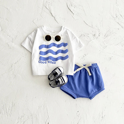 Girl clothing Toddler Boys Outfit Baby Clothes Set Newborn Baby Summer Clothing Cotton Girl Suit Sun Flower Print T-shirt+Beach Shorts