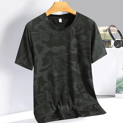 Men clothing  Ice Silk Thin Short Sleeve Quick Drying T-shirt for Men