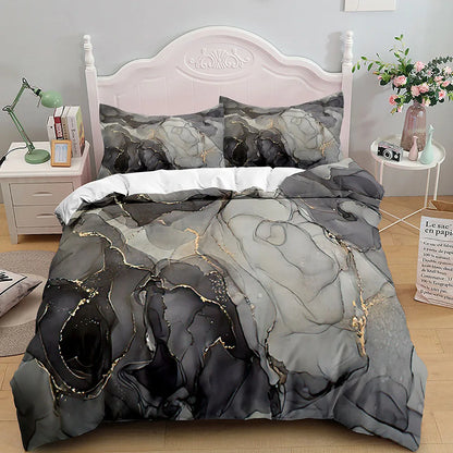 Bedroom   Marble Bedding Set King/Queen Size,Grey Gold Marble Duvet Cover Men Adults Modern Abstract Art Tie Dye Gothic Soft Quilt Cover