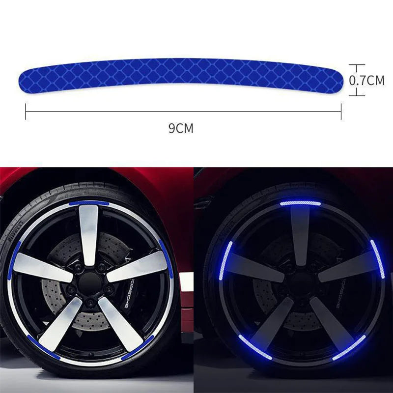 Car  Tire Rim Reflective Sticker Night Safety Warning Strip Motorcycle Bike Auto Wheel Hub Reflector Stickers Decals 20/40Pcs