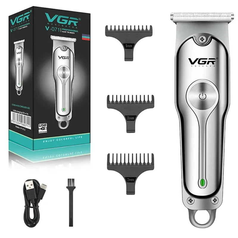 Bathroom  VGR 071 Hair Trimmer Professional Hair Clipper Rechargeable Hair Cutting Machine T-Blade Cordless Portable Trimmer for Men