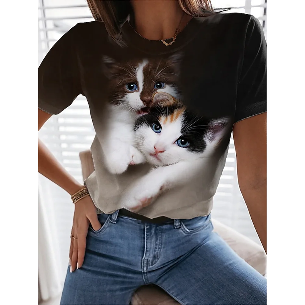 Woman clothing   3d Dogs Cat Print T Shirt Fashion Womens Tees Tops