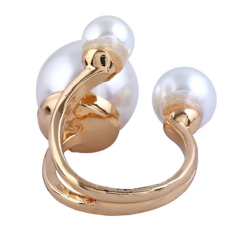 Jewellery  1Pcs Fashion Jewelry Elegant Pearl Rings for Women Opening European American Style Rings Wedding Decoration