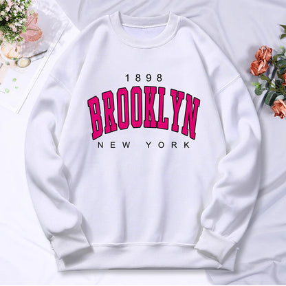 Woman clothing   Brooklyn New York Printing Tracksuit Women Classic Retro Fashion Hooded Fleece Warm Casual Clothes Loose Oversize Hoodies