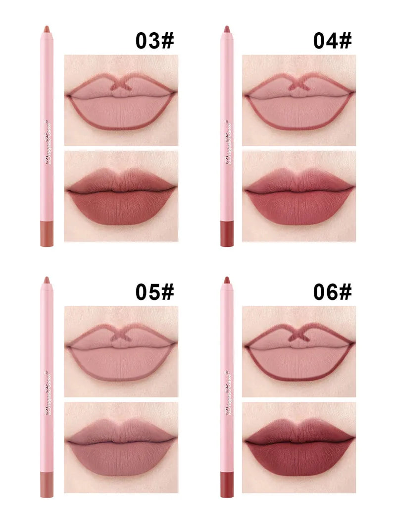 Makeup and face Lip Liner Pen Waterproof Matte 12 Color Outline Lip Shape Lip Plumper Lipstick Pencil Lasting Non-fading Velvet Lip-Liner Makeup