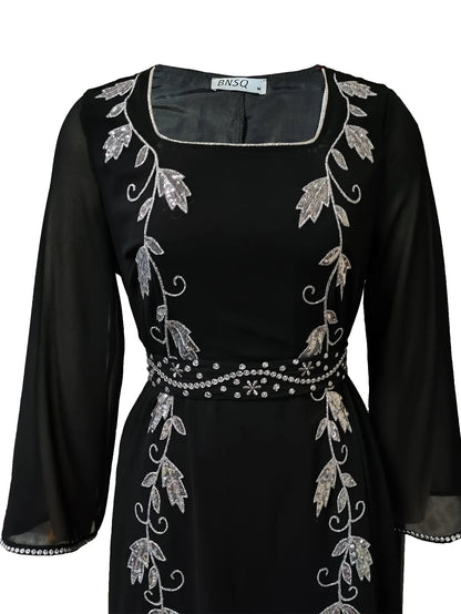 Muslim family   Ramadan Embroidery Abaya for Women Eid Mubarak Djellaba Marocain Jalabiya Saudi Arabic Robe Dubai Turkey Kaftan Islamic Clothing