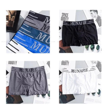 Men clothing   Men's Comfortable Seamless Boxer Brief Japanese Style High Elastic Panties Shorts Solid Color Letters Breathable Loose Boxer