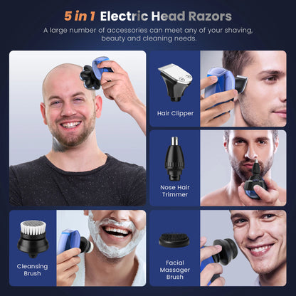 Bathroom   Sejoy 5 In 1 Electric Head Shaver for Bald Men 7 Blades Floating Razor Hair Trimmer USB Rechargeable LED Display Beard Shavers