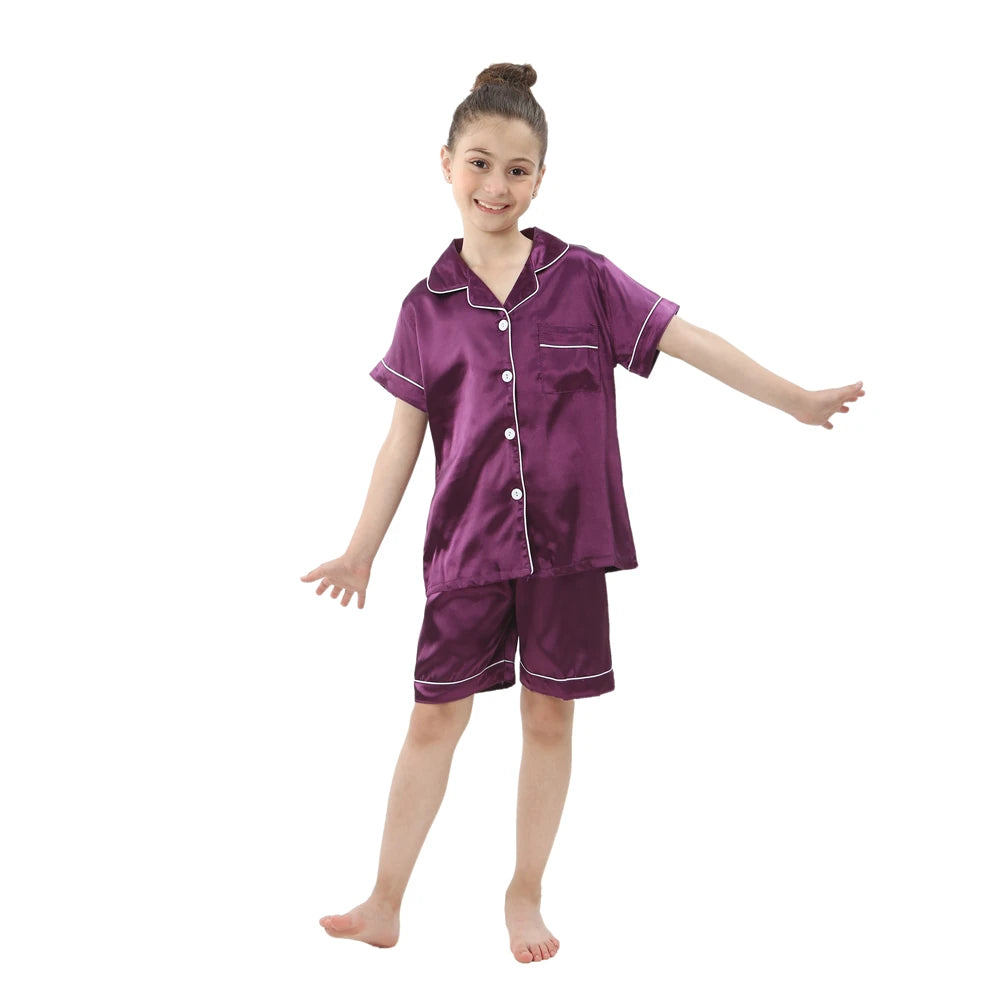 Girl clothing baby sleepwear kids pyjamas set teenager loungewear children home clothing boys silk satin pijamas girls nightgowns for party