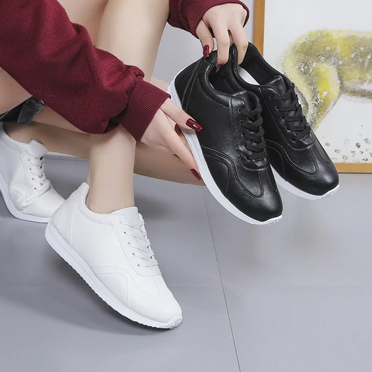 Woman shoes White leather Sneakers Sports vulcanized shoes Comfortable Spring Sneakers Casual Shoes 2024 Fashion School Tennis