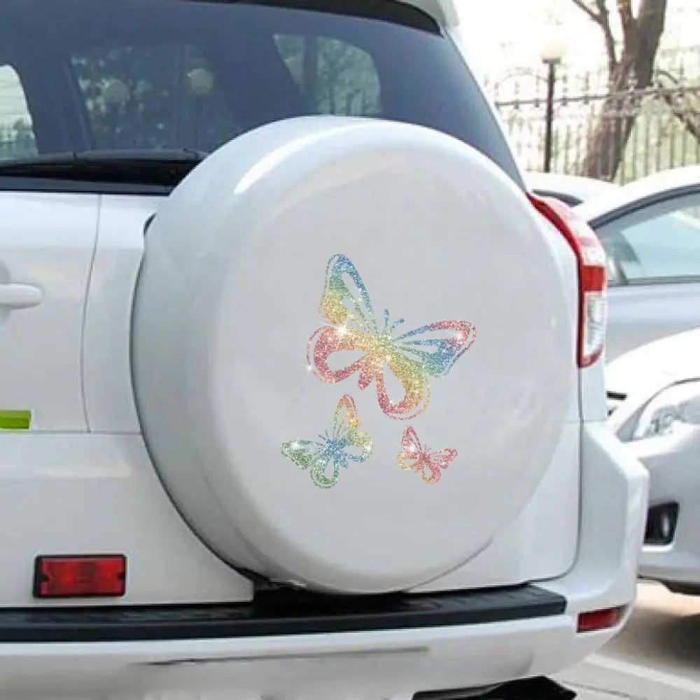 Car  3pcs/set Shining Stylish Butterfly Car Sticker Innovative imitation diamond sticker Shiny Cute Car Stickers Car Styling Cartoon