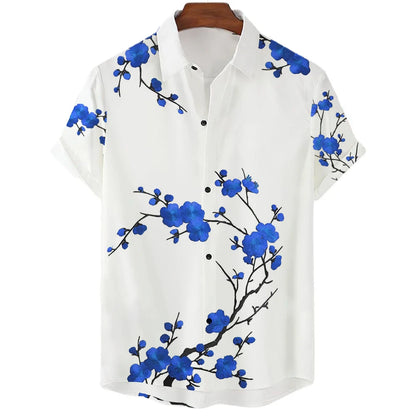 Men clothing  Sakura Pattern Shirt Unisex Shirt Hawaii Beach Shirts