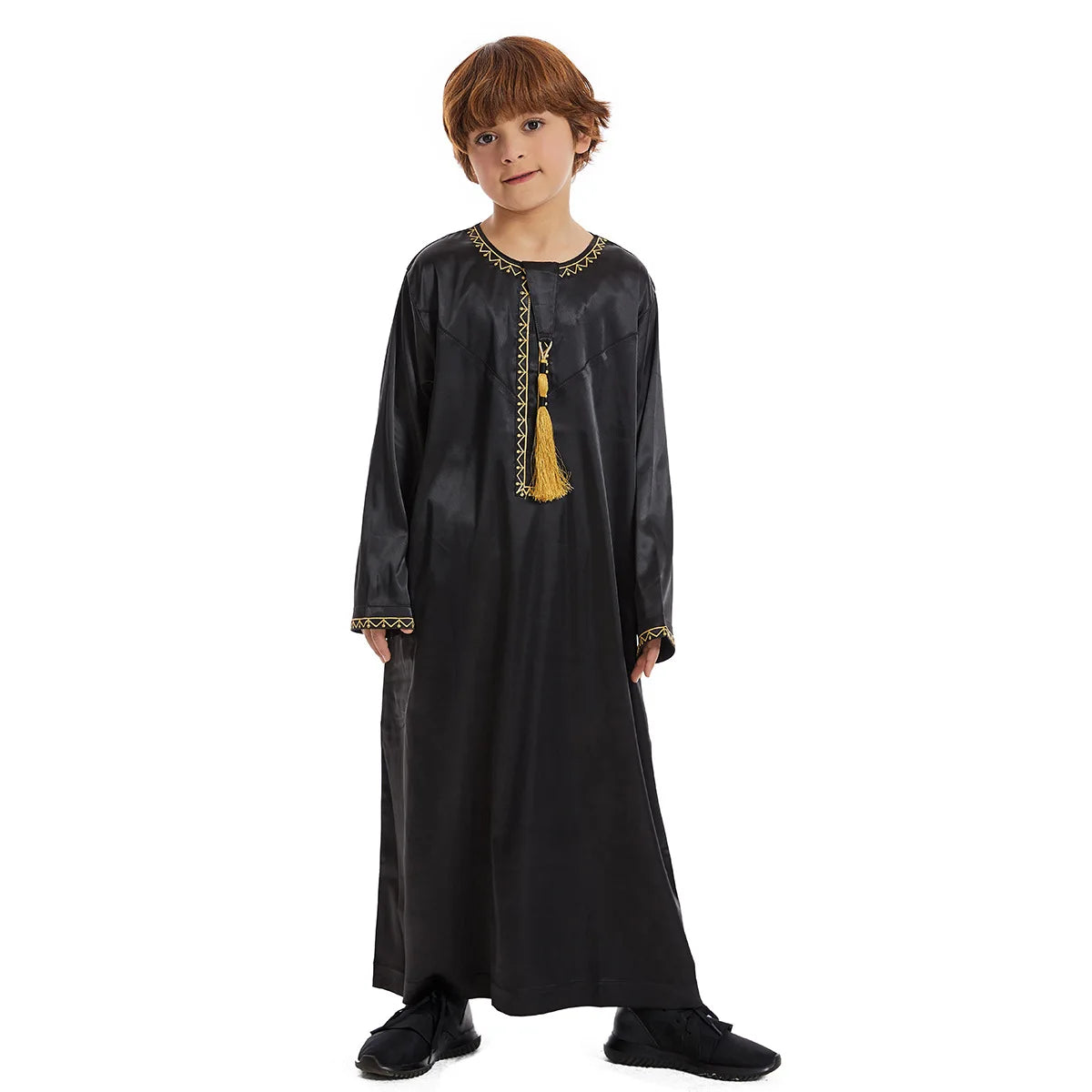 Muslim family  Eid Muslim Children Abaya Ramadan Jubba Prayer Thobe Boy Kids Abayas Islam Long Robe Gown Kaftan Dubai Arab Tassel Dishdasha