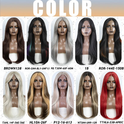 Crown & Glory Wigs  Synthetic Wigs 26 Inch Long Straight Lace Wigs With Bnags Lace Front Wig For Women Ombre Blonde Brown Cosplay Daily Party Wigs