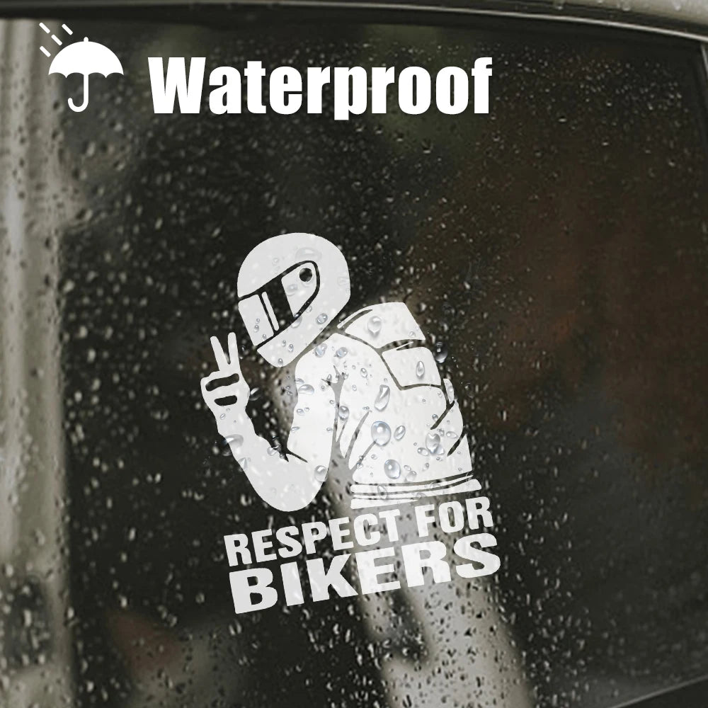 Car   RESPECT FOR BIKERS Car Motorcycle Sticker Reflective Laser Vinyl Decals Decoration Funny Stickers 15x11CM