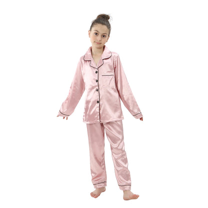 Girl clothing baby sleepwear kids pyjamas set teenager loungewear children home clothing boys silk satin pijamas girls nightgowns for party