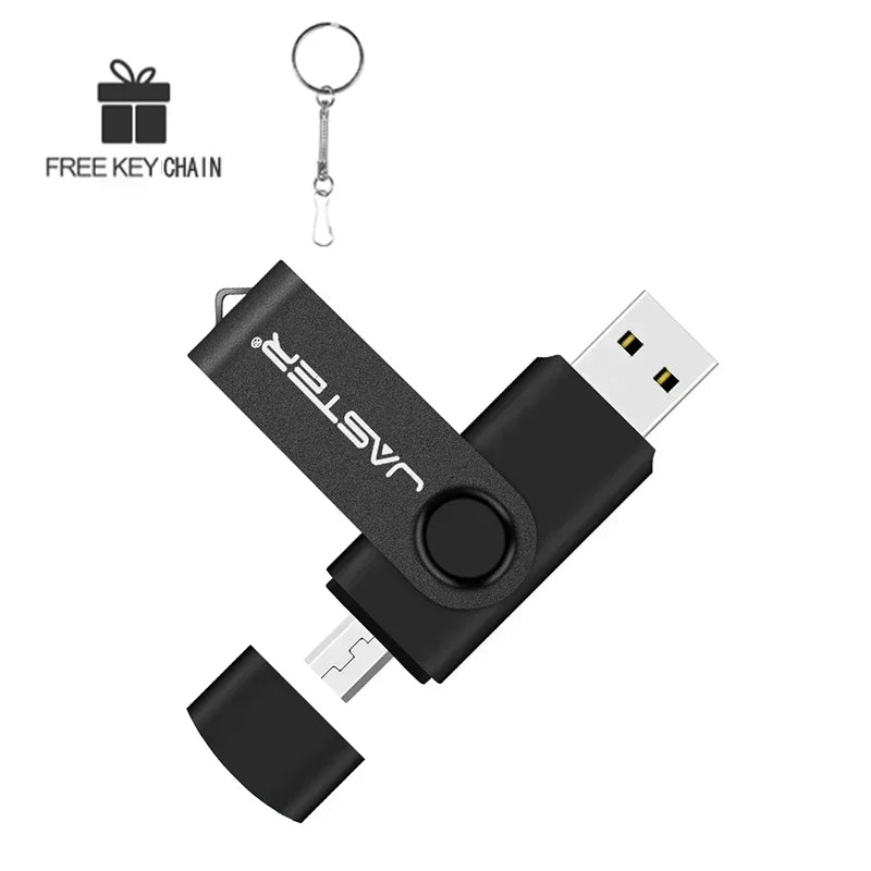 Laptop JADTER 2 IN 1 USB Flash Drive 128GB Key Chain Pen Drive 64GB Rotatable Memory Stick 32GB OTG for Phone U Disk Creative Gift 16GB