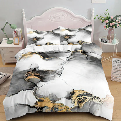 Bedroom   Marble Bedding Set King/Queen Size,Grey Gold Marble Duvet Cover Men Adults Modern Abstract Art Tie Dye Gothic Soft Quilt Cover