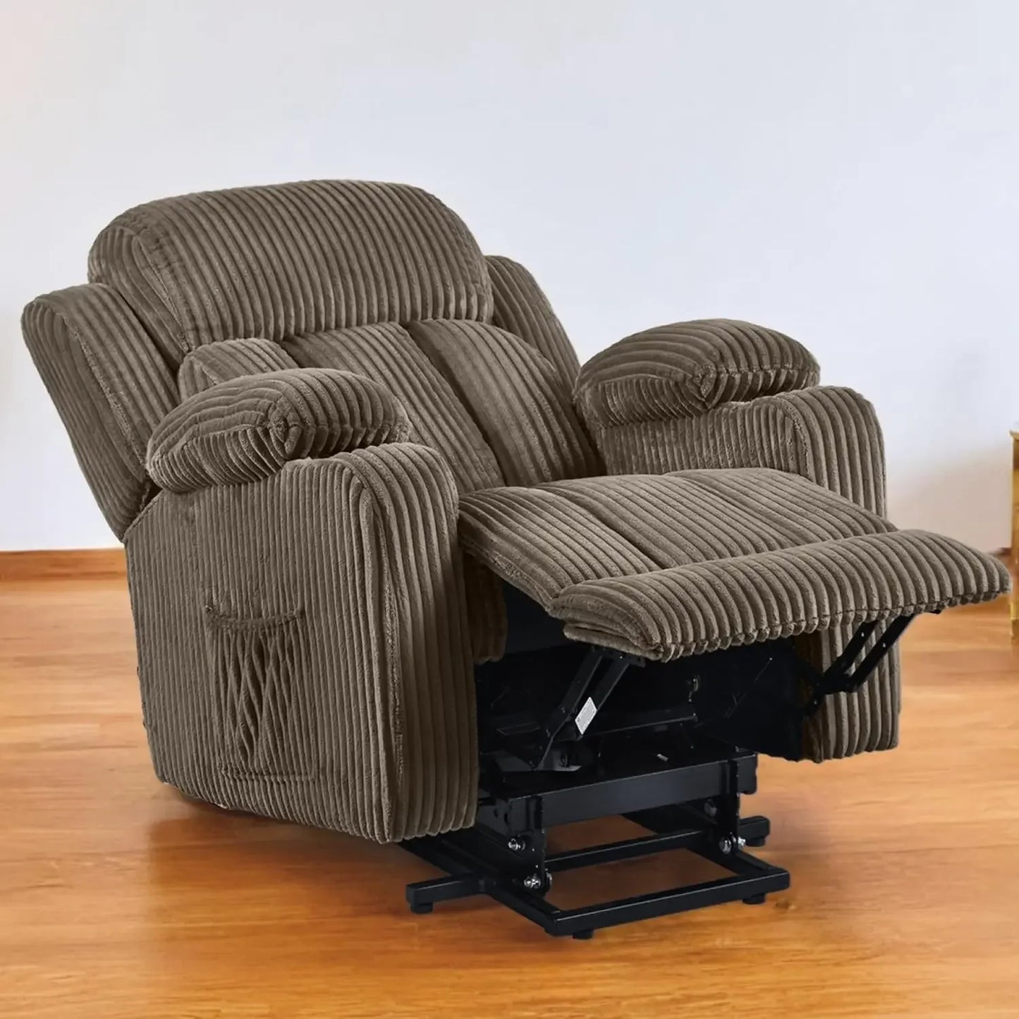 Living Room Power Lift Recliner Chair, Electric Leather Lift Recliner Chair W/Massage & Heat Cup Holders Lift Reclining Chair Sofa, Recliner