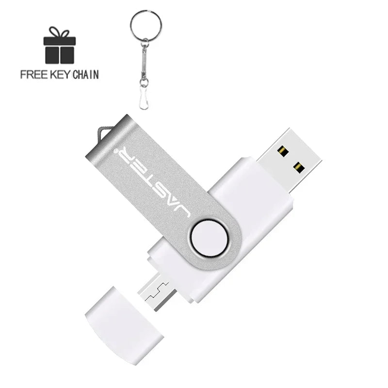 Laptop JADTER 2 IN 1 USB Flash Drive 128GB Key Chain Pen Drive 64GB Rotatable Memory Stick 32GB OTG for Phone U Disk Creative Gift 16GB