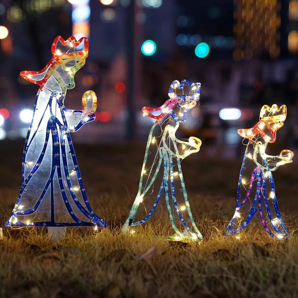 Outdoor Christmas LED Three 3 Kings Silhouette Motif Rope Light Decoration For Garden Yard New Year Christmas Decoration Party