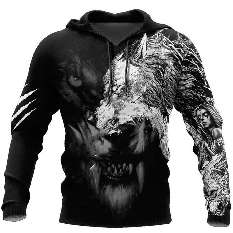 Men clothing  lion, wolf Hoodies White Tiger Sweatshirt Unisex Zip Pullover Casual Jacket