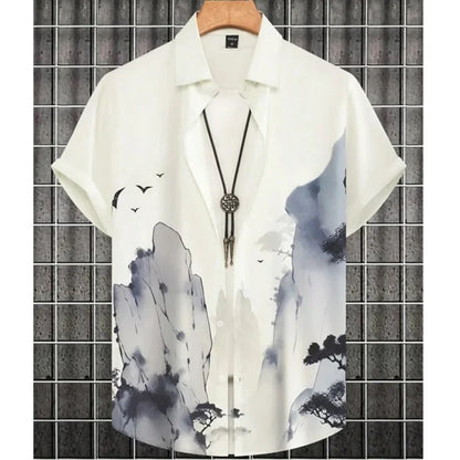 Men clothing Shirt For Men 3d Ink Painting Prints Men'S Clothing