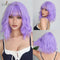 Crown & Glory Wigs   Short Synthetic Wigs Purple Blue Curly Wave Wigs with Bangs for Women Cosplay Party Halloween Colorful Bob Wigs Heat Resistant