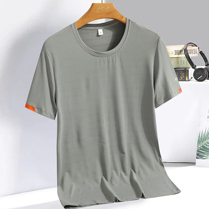 Men clothing  Ice Silk Thin Short Sleeve Quick Drying T-shirt for Men