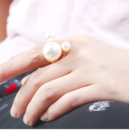 Jewellery  1Pcs Fashion Jewelry Elegant Pearl Rings for Women Opening European American Style Rings Wedding Decoration