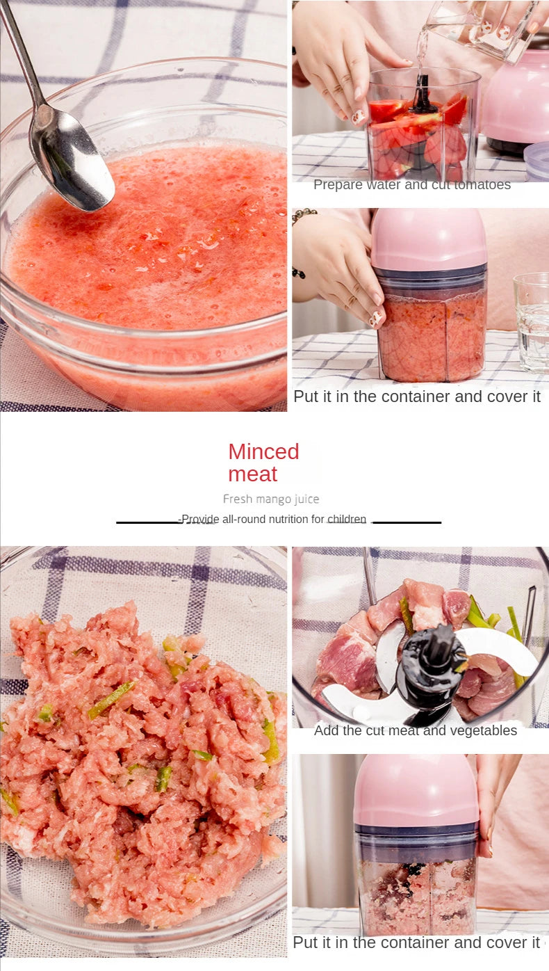 Kitchen  600ml Electric Kitchen Chopper Garlic Masher Meat Grinder Food Garlic Vegetable Chopper Crusher Food Processor Slicer Blender