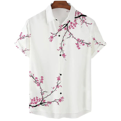 Men clothing  Sakura Pattern Shirt Unisex Shirt Hawaii Beach Shirts