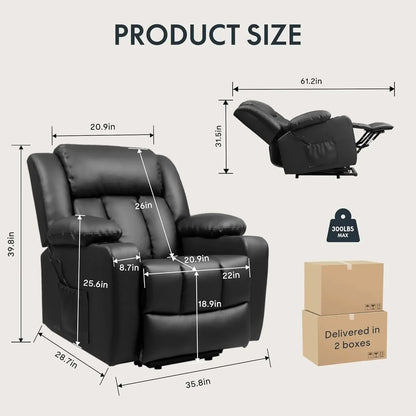 Living Room Power Lift Recliner Chair, Electric Leather Lift Recliner Chair W/Massage & Heat Cup Holders Lift Reclining Chair Sofa, Recliner