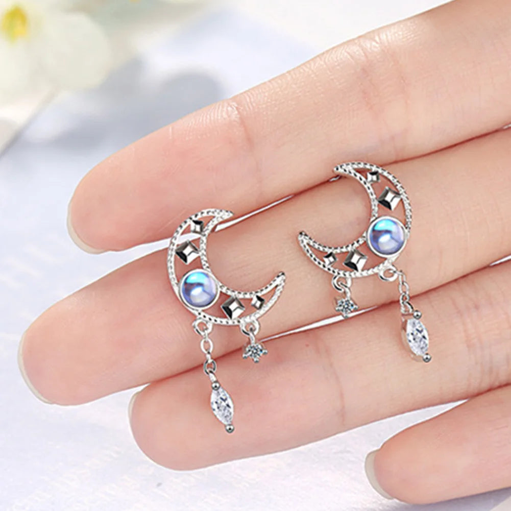 Jewellery Sterling Silver Crystal Moon Jewelry Sets For Women Fine Elegant  Necklace Stud Earrings  GaaBou Jewellery