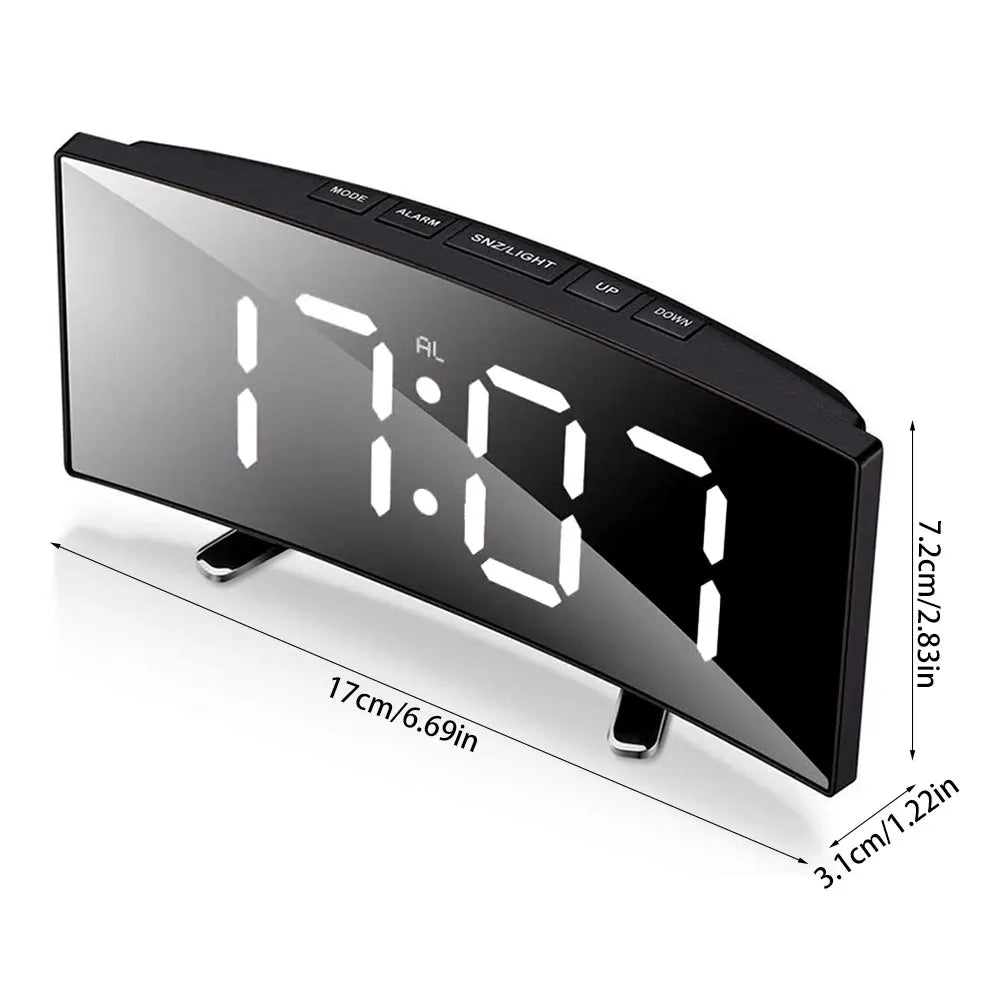 Bedroom   Digital Alarm Clock Curved LED Electronic Digital Desktop Clock Bedroom Decor Table Clock Bedside Alarm Clock