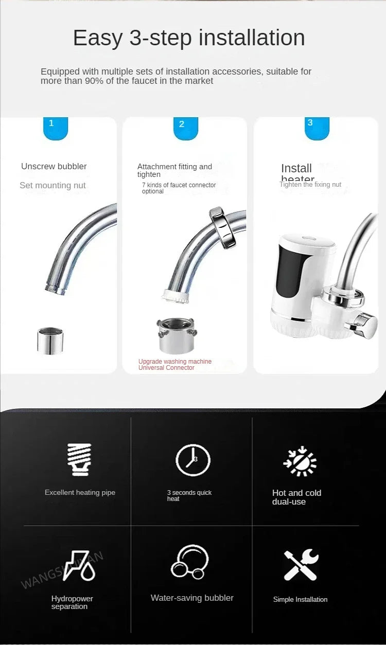 Kitchen  Kitchen Appliance Instant Tankless Electric Water Faucet Kitchen Instant Heating Tap Water Heating Instantaneous Water Heater