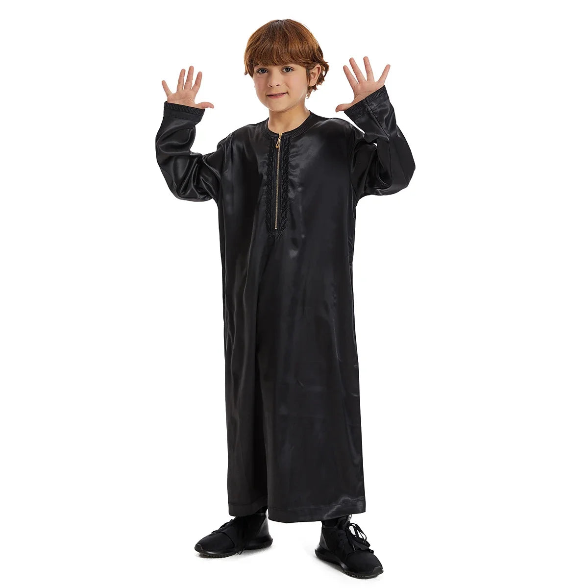 Muslim family   Teenage Ramadan Eid Muslim Robe Islamic Arab Children Long Sleeve Dress Jubba Thobe Abaya Dubai Boys Clothing Turkey Middle East