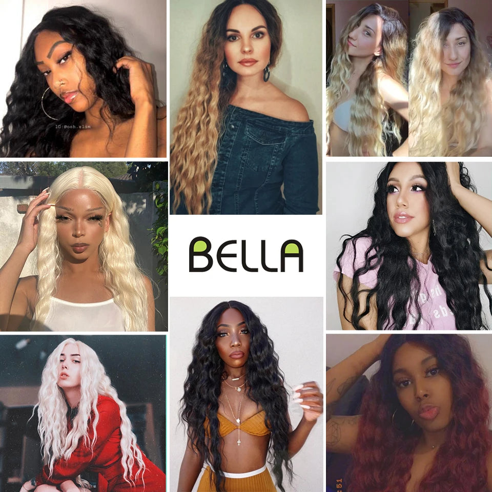 Crown & Glory Wigs  BELLA Lace Wigs Synthetic Deep Wave Curly Synthetic Lace Front Wig Blonde Wig Pink 30 Inch Hair Wigs For Black Women Cosplay