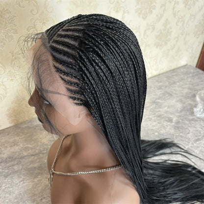 Crown & Glory Wigs New Synthetic Lace Frontal Wigs Box Braided Wigs Cornrow Braid Wig for Black Women Knotless Braids Party Wig Baby Hair Daily Use