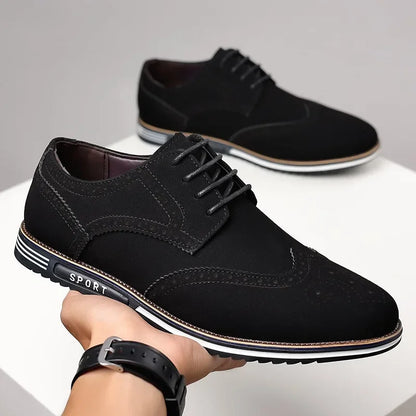 Men shoes Faux Suede Shoe Lace Up Black Oxford Shoe for Men Flat New Fashion Sneaker Man Autumn Breathable Comfortable Casual Men Shoe