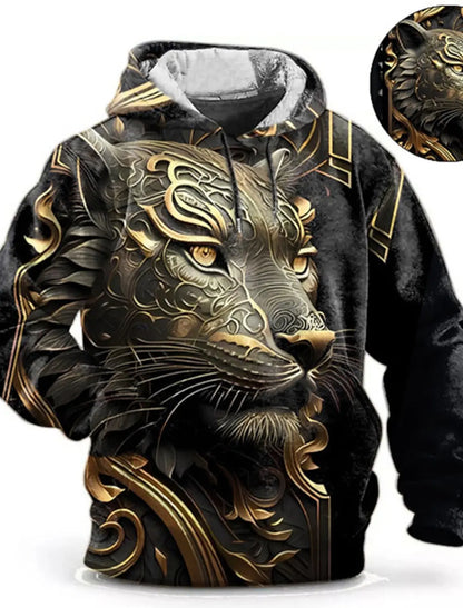 Men clothing  Graphic Lion Men's Fashion 3D Print Hoodie Streetwear Hoodies Long Sleeve