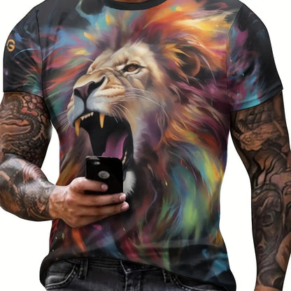 Men clothing  Lion and Crown   Men's Novelty Short Sleeve T-shirt