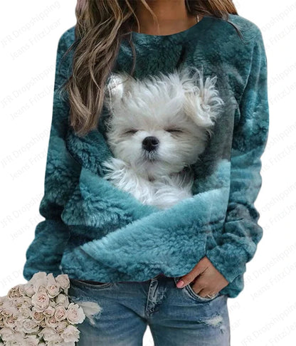 Woman clothing   Dog 3d Print Hoodies  Sweatshirt