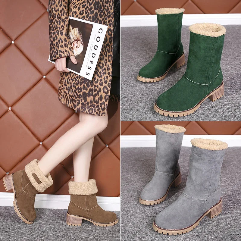 Woman shoes Winter New Boots Women Fur Warm Snow Boots Ladies Warm Wool Booties Ankle Boot Comfortable Shoes Casual Female Mid Calf Boots