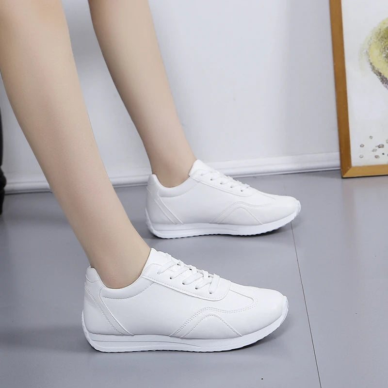 Woman shoes White leather Sneakers Sports vulcanized shoes Comfortable Spring Sneakers Casual Shoes 2024 Fashion School Tennis