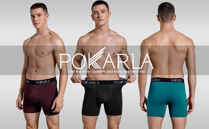 Men clothing   POKARLA 5pcs Men’s Cotton Boxer Shorts Open Fly U Pouch Soft Breathable Male Underwear Tagless Sexy Underpants Elastic Panties