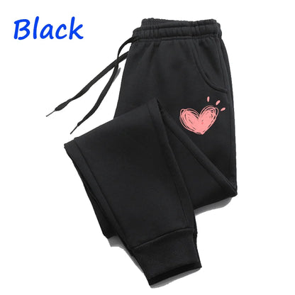 Woman clothing   Cute Heart Printed Sweatpants  Long Pants