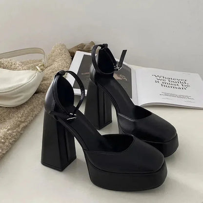 Woman shoes Elegant High Heels Shoes Female 2023 Sexy Ankle Straps Black White Women's Heeled Platform Party Shoe Dress Pumps Ladies